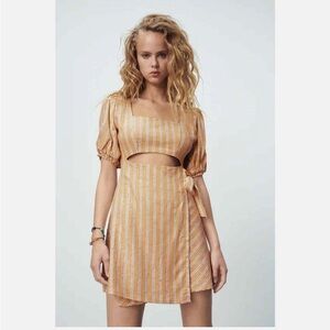 ZARA Linen Blend Striped Mini Dress